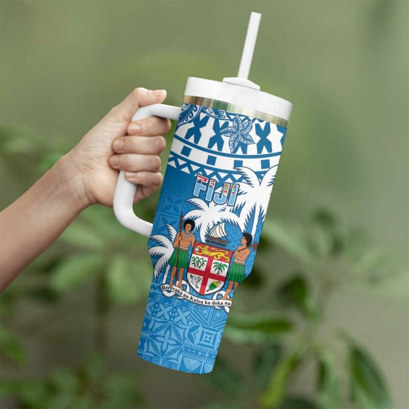 Fiji Bula Fijian Tapa Custom Stanley Quencher 40oz Stainless Steel Tumbler With Handle - Threewoofs - Image 3