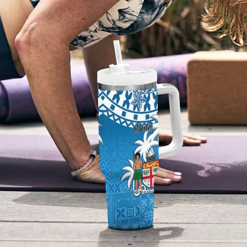 Fiji Bula Fijian Tapa Custom Stanley Quencher 40oz Stainless Steel Tumbler With Handle - Threewoofs - Image 6