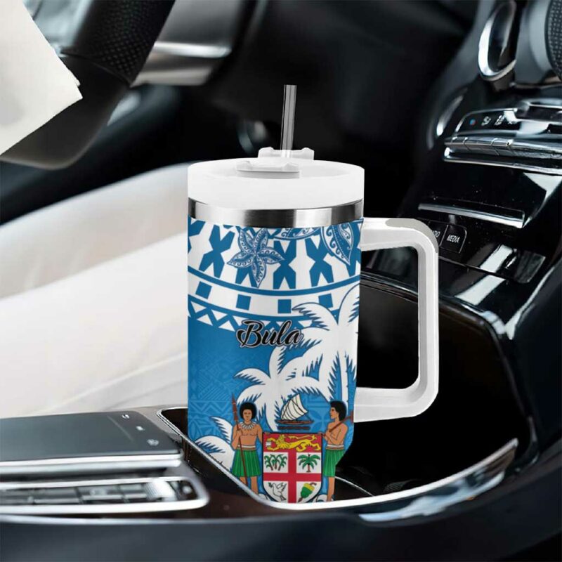 Fiji Bula Fijian Tapa Custom Stanley Quencher 40oz Stainless Steel Tumbler With Handle - Threewoofs - Image 8