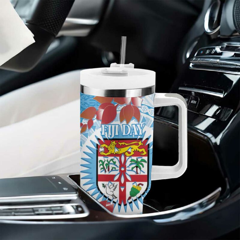 Fiji Day Fijian Tapa Mix Tagimoucia Blue Custom Stanley Quencher 40oz Stainless Steel Tumbler With Handle - Threewoofs - Image 8