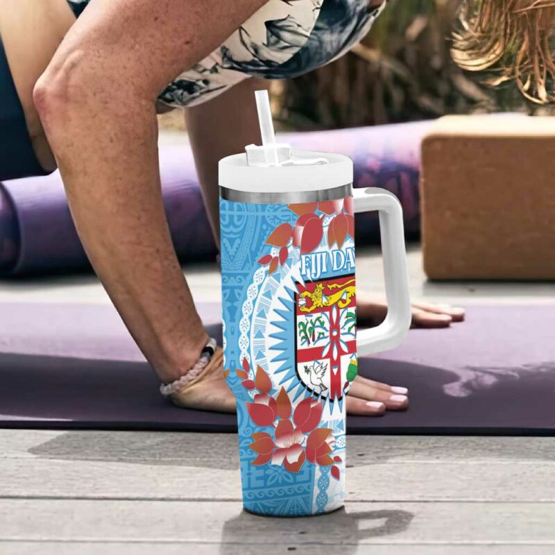 Fiji Day Fijian Tapa Mix Tagimoucia Blue Custom Stanley Quencher 40oz Stainless Steel Tumbler With Handle - Threewoofs - Image 6