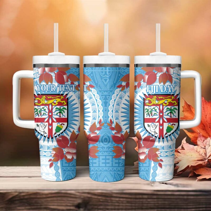 Fiji Day Fijian Tapa Mix Tagimoucia Blue Custom Stanley Quencher 40oz Stainless Steel Tumbler With Handle - Threewoofs - Image 4