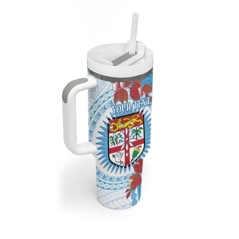 Fiji Day Fijian Tapa Mix Tagimoucia Blue Custom Stanley Quencher 40oz Stainless Steel Tumbler With Handle - Threewoofs - Image 2