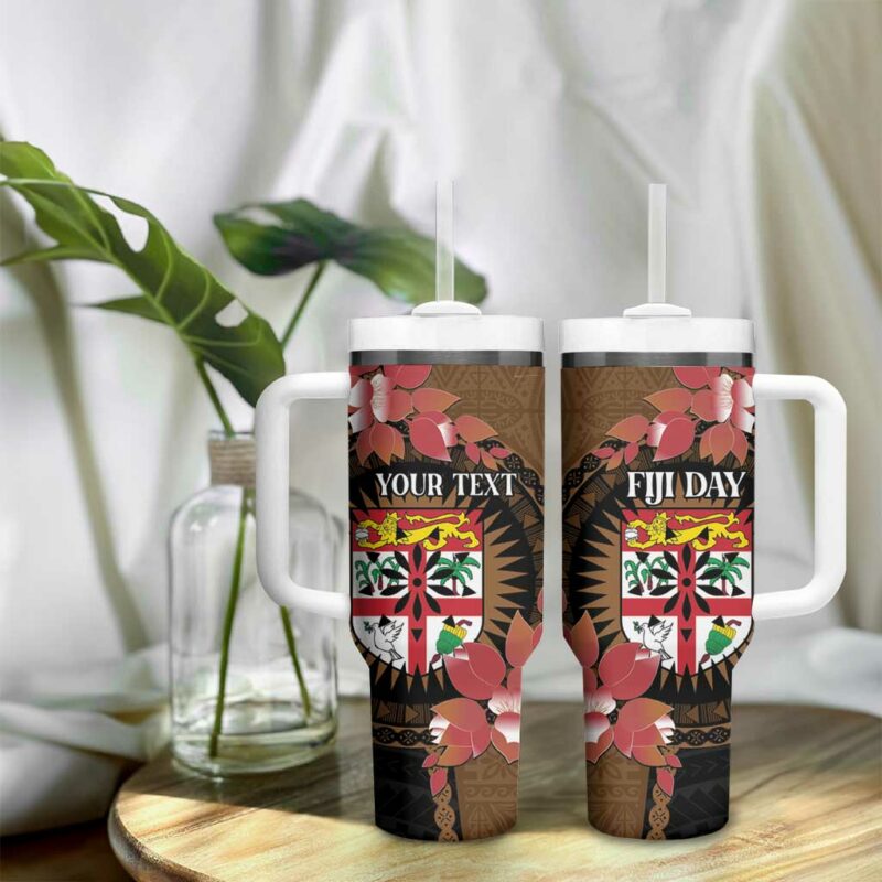 Fiji Day Fijian Tapa Mix Tagimoucia Brown Custom Stanley Quencher 40oz Stainless Steel Tumbler With Handle - Threewoofs - Image 9