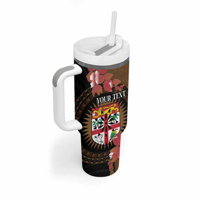 Fiji Day Fijian Tapa Mix Tagimoucia Brown Custom Stanley Quencher 40oz Stainless Steel Tumbler With Handle - Threewoofs - Image 2