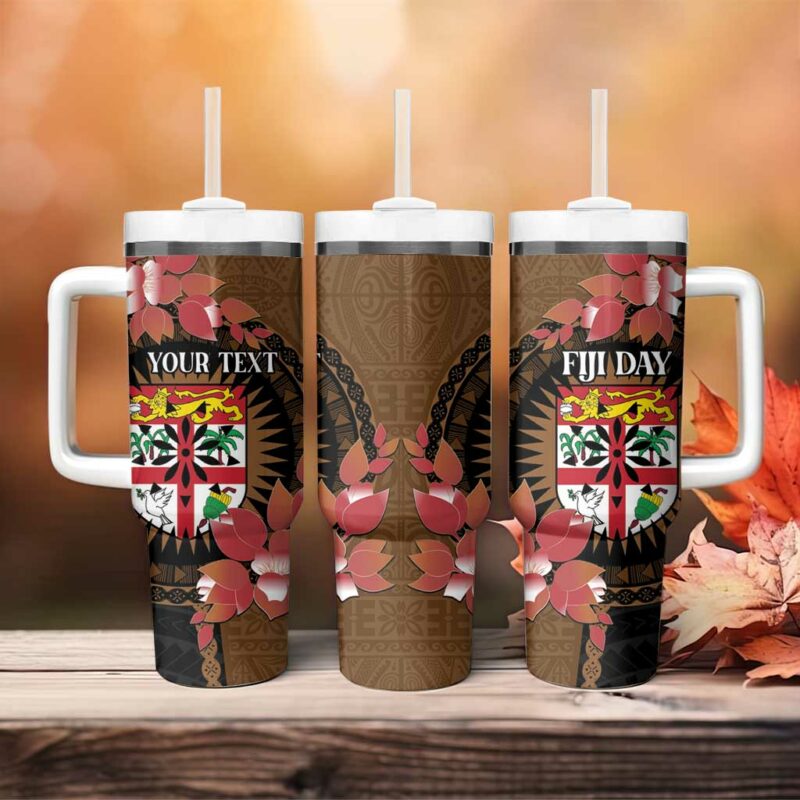 Fiji Day Fijian Tapa Mix Tagimoucia Brown Custom Stanley Quencher 40oz Stainless Steel Tumbler With Handle - Threewoofs - Image 4