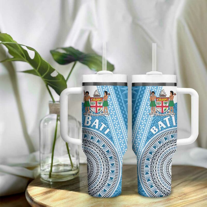 Fiji Rugby Bati Tapa Custom Stanley Quencher 40oz Stainless Steel Tumbler With Handle - Threewoofs - Image 9