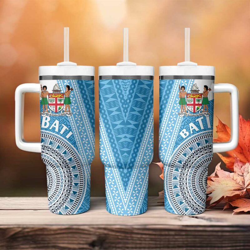 Fiji Rugby Bati Tapa Custom Stanley Quencher 40oz Stainless Steel Tumbler With Handle - Threewoofs - Image 4