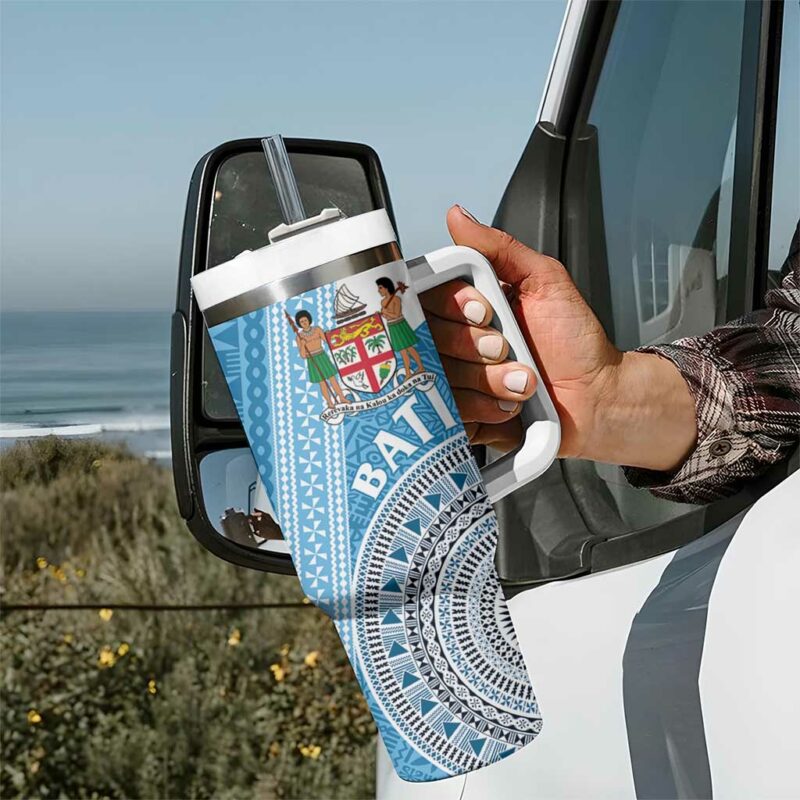 Fiji Rugby Bati Tapa Custom Stanley Quencher 40oz Stainless Steel Tumbler With Handle - Threewoofs - Image 7