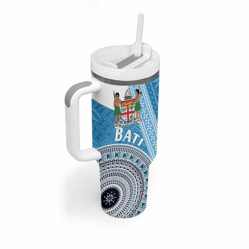 Fiji Rugby Bati Tapa Custom Stanley Quencher 40oz Stainless Steel Tumbler With Handle - Threewoofs - Image 2