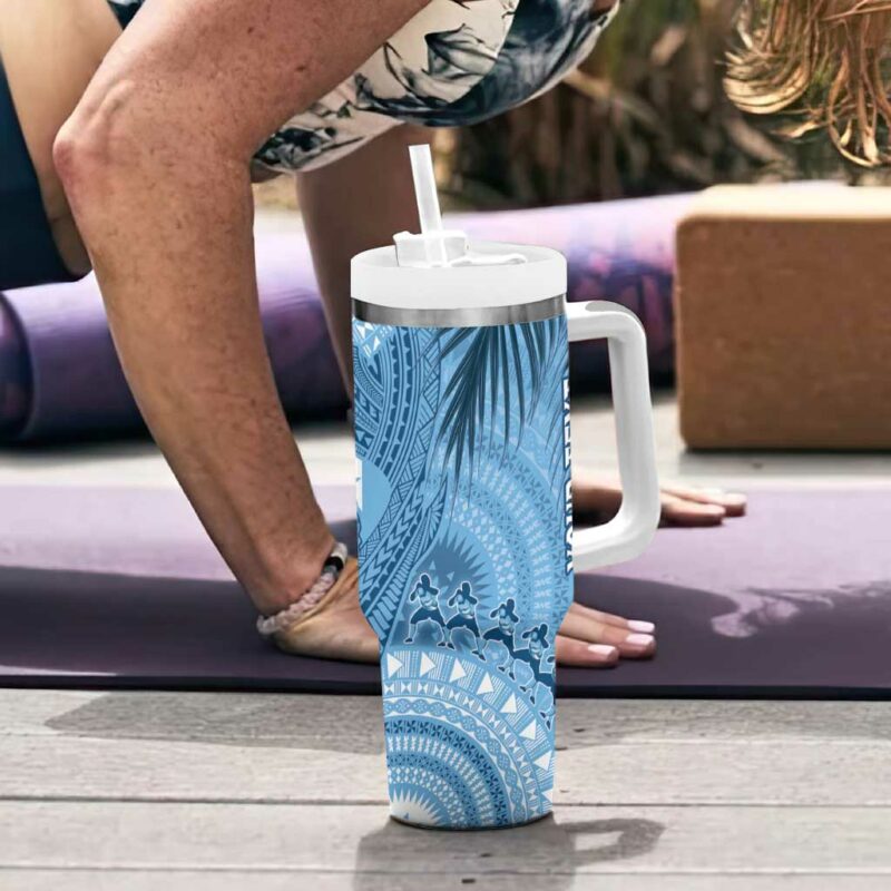 Fiji Rugby Bula Masi Fish Tail Kaivity Cibi Turquoise Custom Stanley Quencher 40oz Stainless Steel Tumbler With Handle - Threewoofs - Image 6