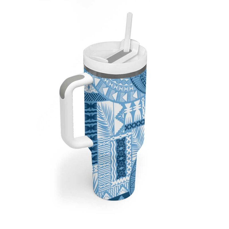 Fiji Rugby Bula Masi Fish Tail Kaivity Cibi Turquoise Custom Stanley Quencher 40oz Stainless Steel Tumbler With Handle - Threewoofs - Image 2