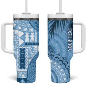 Fiji Rugby Bula Masi Fish Tail Kaivity Cibi Turquoise Custom Stanley Quencher 40oz Stainless Steel Tumbler With Handle - Threewoofs