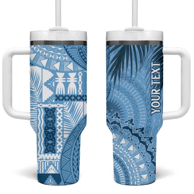 Fiji Rugby Bula Masi Fish Tail Kaivity Cibi Turquoise Custom Stanley Quencher 40oz Stainless Steel Tumbler With Handle - Threewoofs