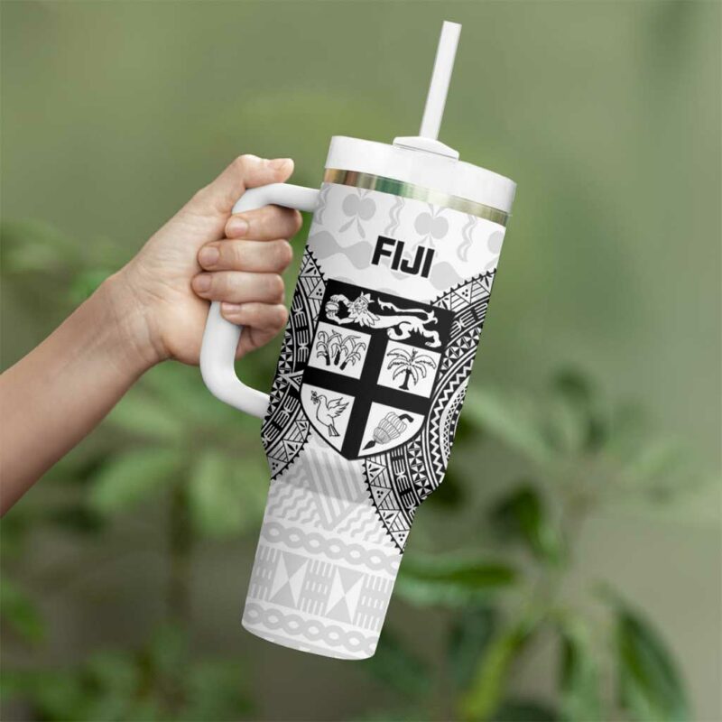 Fiji Rugby Go Champions World Cup Fijian Tapa Custom Stanley Quencher 40oz Stainless Steel Tumbler With Handle - Threewoofs - Image 3