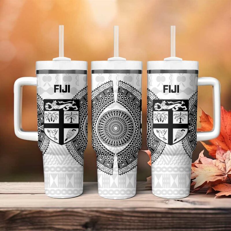 Fiji Rugby Go Champions World Cup Fijian Tapa Custom Stanley Quencher 40oz Stainless Steel Tumbler With Handle - Threewoofs - Image 4