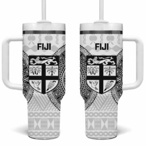 Fiji Rugby Go Champions World Cup Fijian Tapa Custom Stanley Quencher 40oz Stainless Steel Tumbler With Handle - Threewoofs