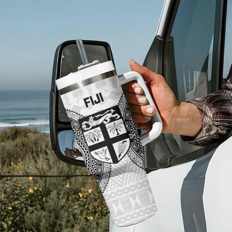 Fiji Rugby Go Champions World Cup Fijian Tapa Custom Stanley Quencher 40oz Stainless Steel Tumbler With Handle - Threewoofs - Image 7