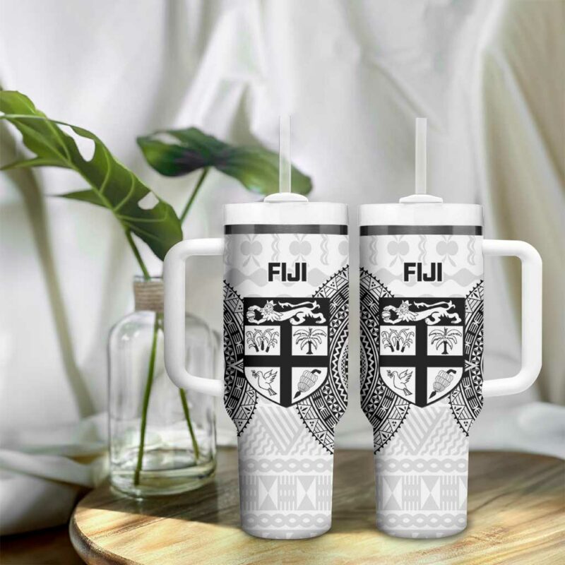Fiji Rugby Go Champions World Cup Fijian Tapa Custom Stanley Quencher 40oz Stainless Steel Tumbler With Handle - Threewoofs - Image 9