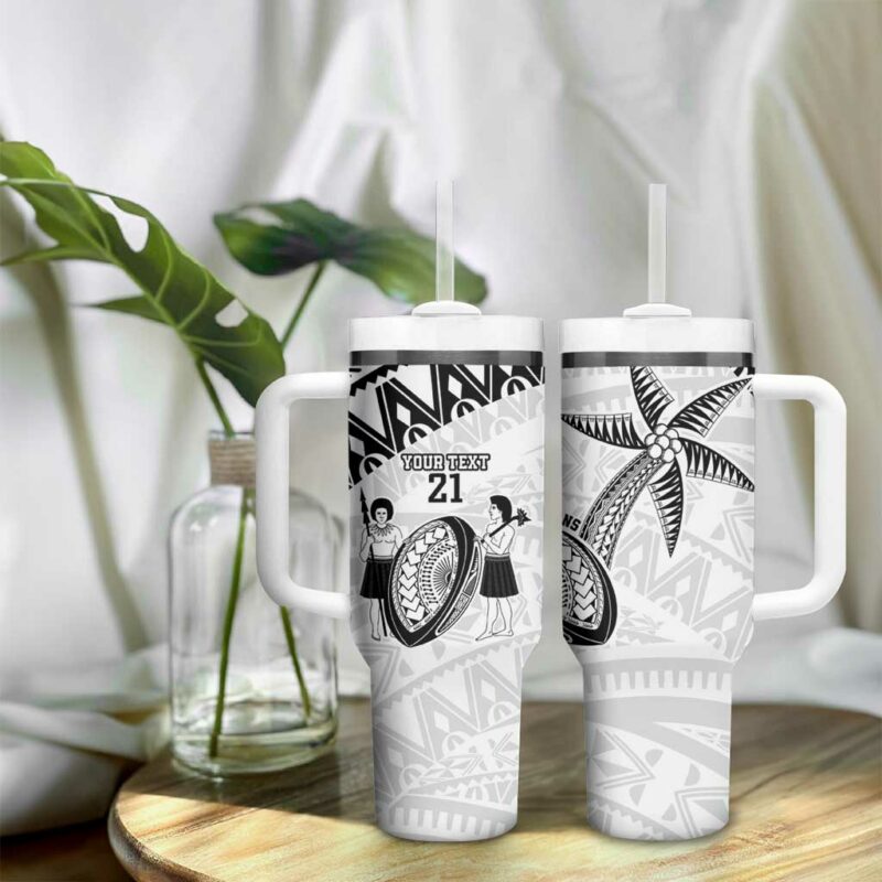 Fiji Rugby Pacific Polynesian Palm Tattoo Custom Stanley Quencher 40oz Stainless Steel Tumbler With Handle - Threewoofs - Image 9