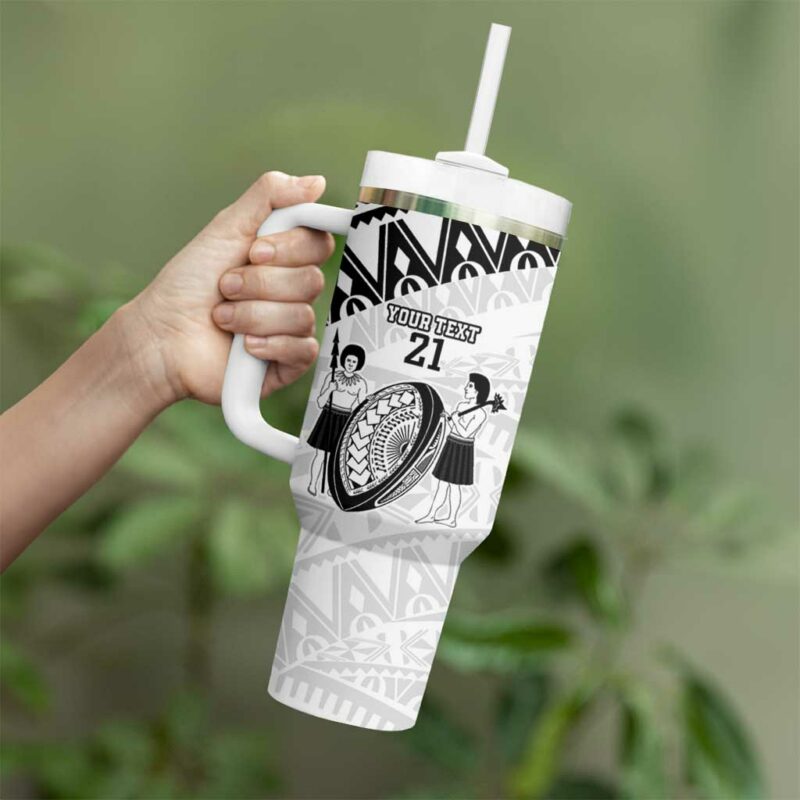 Fiji Rugby Pacific Polynesian Palm Tattoo Custom Stanley Quencher 40oz Stainless Steel Tumbler With Handle - Threewoofs - Image 3