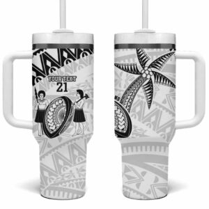 Fiji Rugby Pacific Polynesian Palm Tattoo Custom Stanley Quencher 40oz Stainless Steel Tumbler With Handle - Threewoofs