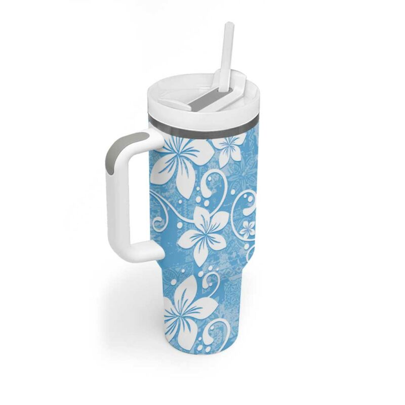 Fiji Tapa Plumeria Floral Custom Stanley Quencher 40oz Stainless Steel Tumbler With Handle - Threewoofs - Image 2