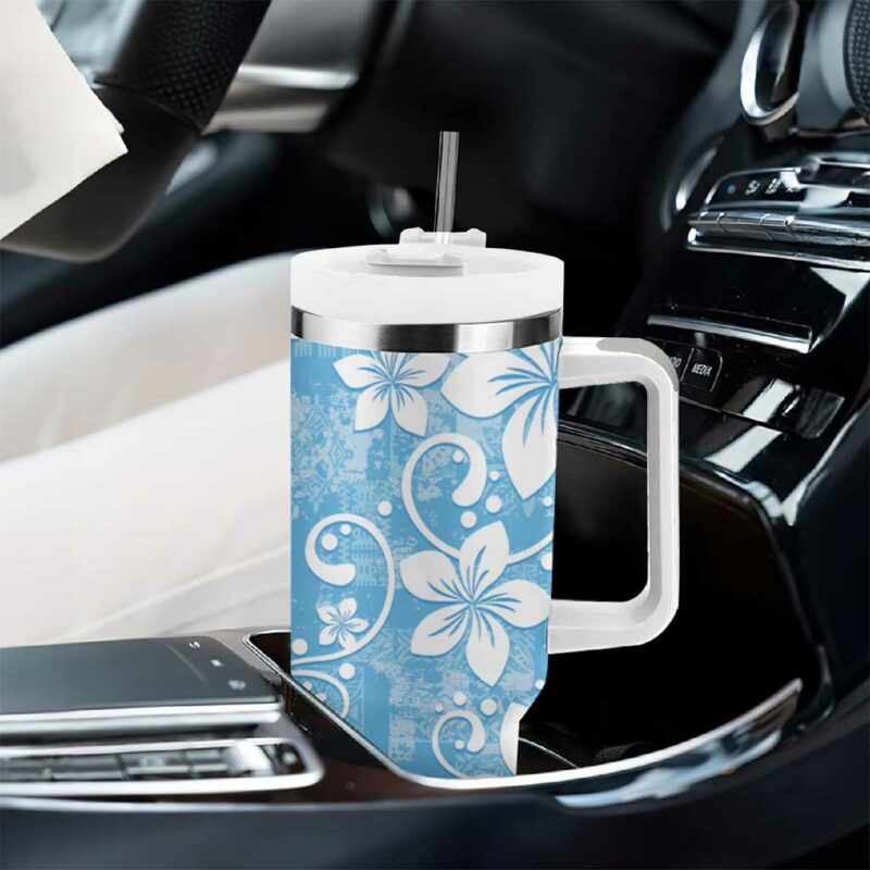 Fiji Tapa Plumeria Floral Custom Stanley Quencher 40oz Stainless Steel Tumbler With Handle - Threewoofs - Image 8