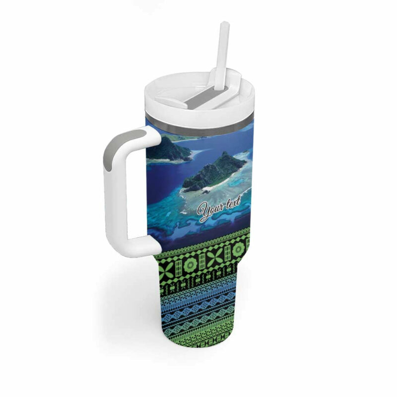 Fiji Viti Levu Tagimoucia and Tapa Tribal Custom Stanley Quencher 40oz Stainless Steel Tumbler With Handle - Threewoofs - Image 2