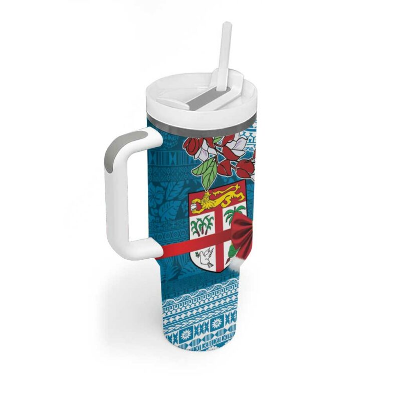 Fijian Tagimoucia Flowers Christmas Coquette bow Custom Stanley Quencher 40oz Stainless Steel Tumbler With Handle - Threewoofs - Image 2