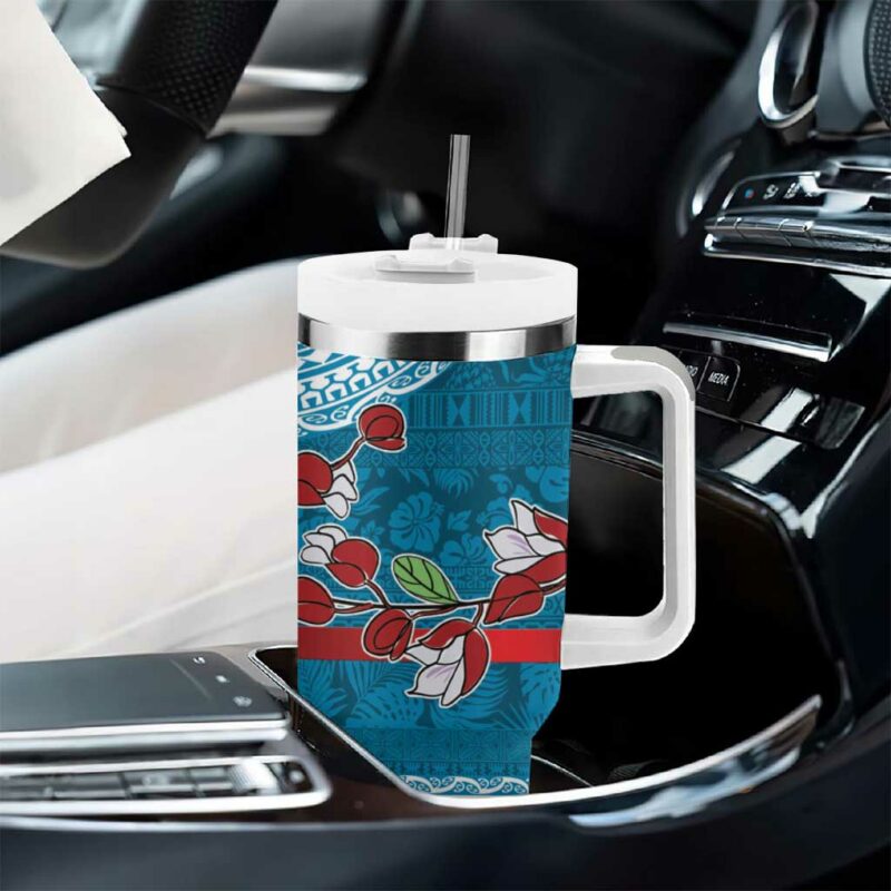 Fijian Tagimoucia Flowers Christmas Coquette bow Custom Stanley Quencher 40oz Stainless Steel Tumbler With Handle - Threewoofs - Image 8