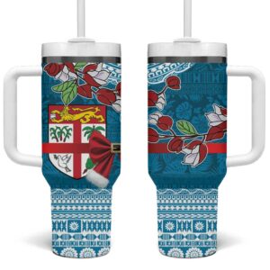 Fijian Tagimoucia Flowers Christmas Coquette bow Custom Stanley Quencher 40oz Stainless Steel Tumbler With Handle - Threewoofs