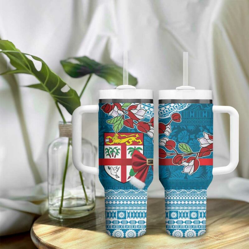 Fijian Tagimoucia Flowers Christmas Coquette bow Custom Stanley Quencher 40oz Stainless Steel Tumbler With Handle - Threewoofs - Image 9