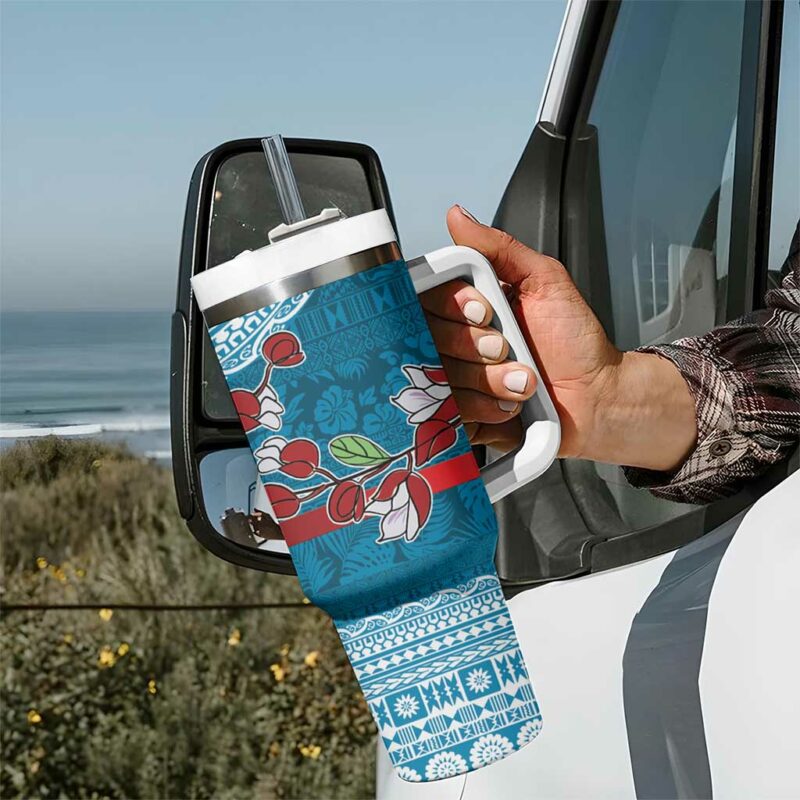 Fijian Tagimoucia Flowers Christmas Coquette bow Custom Stanley Quencher 40oz Stainless Steel Tumbler With Handle - Threewoofs - Image 7