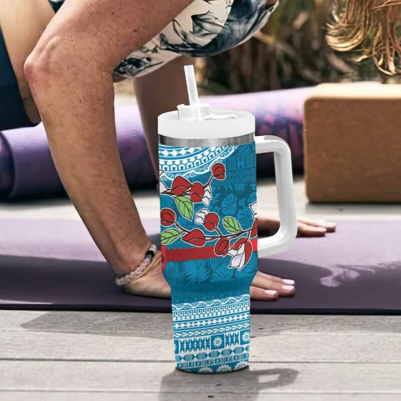 Fijian Tagimoucia Flowers Christmas Coquette bow Custom Stanley Quencher 40oz Stainless Steel Tumbler With Handle - Threewoofs - Image 6