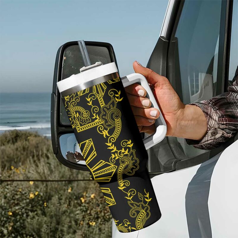 Filipino Sun Tribal Tattoo Philippines Inspired Barong Simple Gold Custom Stanley Quencher 40oz Stainless Steel Tumbler With Handle - Threewoofs - Image 7