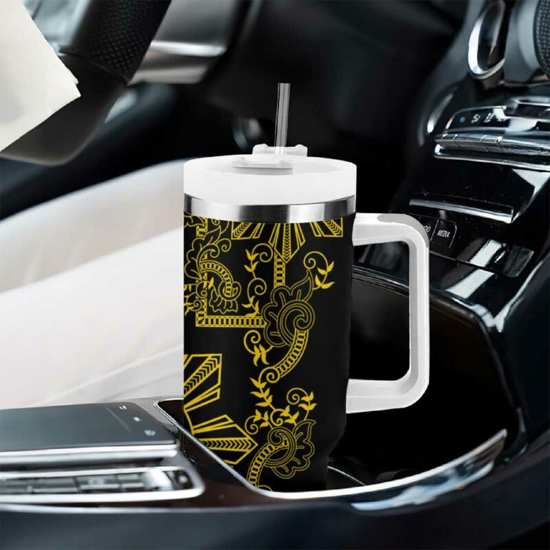Filipino Sun Tribal Tattoo Philippines Inspired Barong Simple Gold Custom Stanley Quencher 40oz Stainless Steel Tumbler With Handle - Threewoofs - Image 8