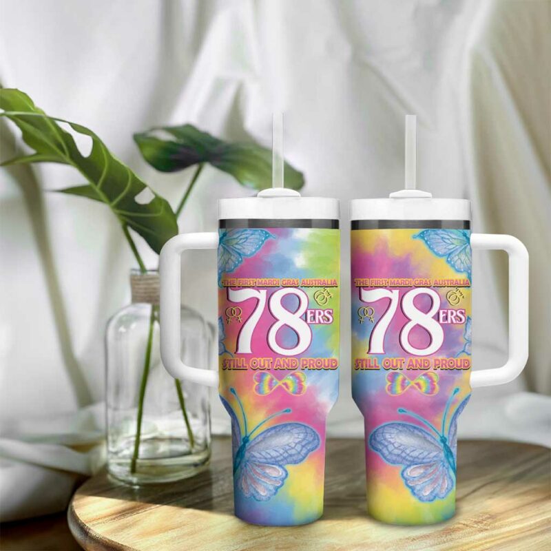 First Sydney Madri Gras Australia 78ers Still Out And Proud Custom Stanley Quencher 40oz Stainless Steel Tumbler With Handle - Threewoofs - Image 9