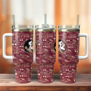 Florida State Seminoles NCAA Custom Stanley Quencher 40oz Stainless Steel Tumbler With Handle - Threewoofs