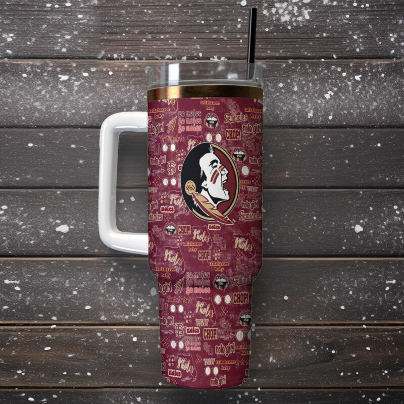 Florida State Seminoles NCAA Custom Stanley Quencher 40oz Stainless Steel Tumbler With Handle - Threewoofs - Image 2