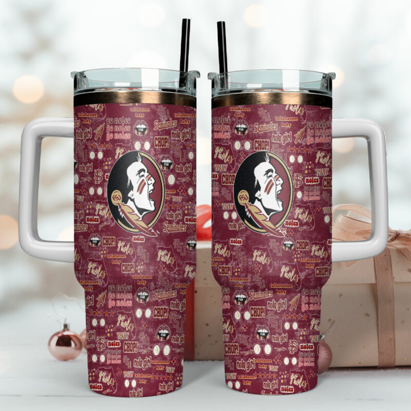 Florida State Seminoles NCAA Custom Stanley Quencher 40oz Stainless Steel Tumbler With Handle - Threewoofs - Image 4
