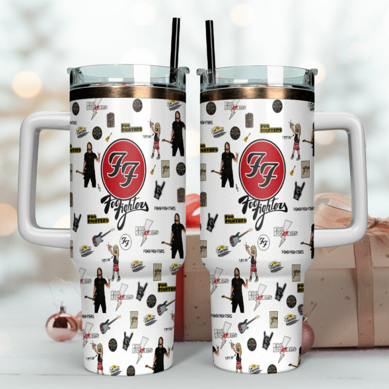 Foo Fighters Music Custom Stanley Quencher 40oz Stainless Steel Tumbler With Handle - Threewoofs - Image 4