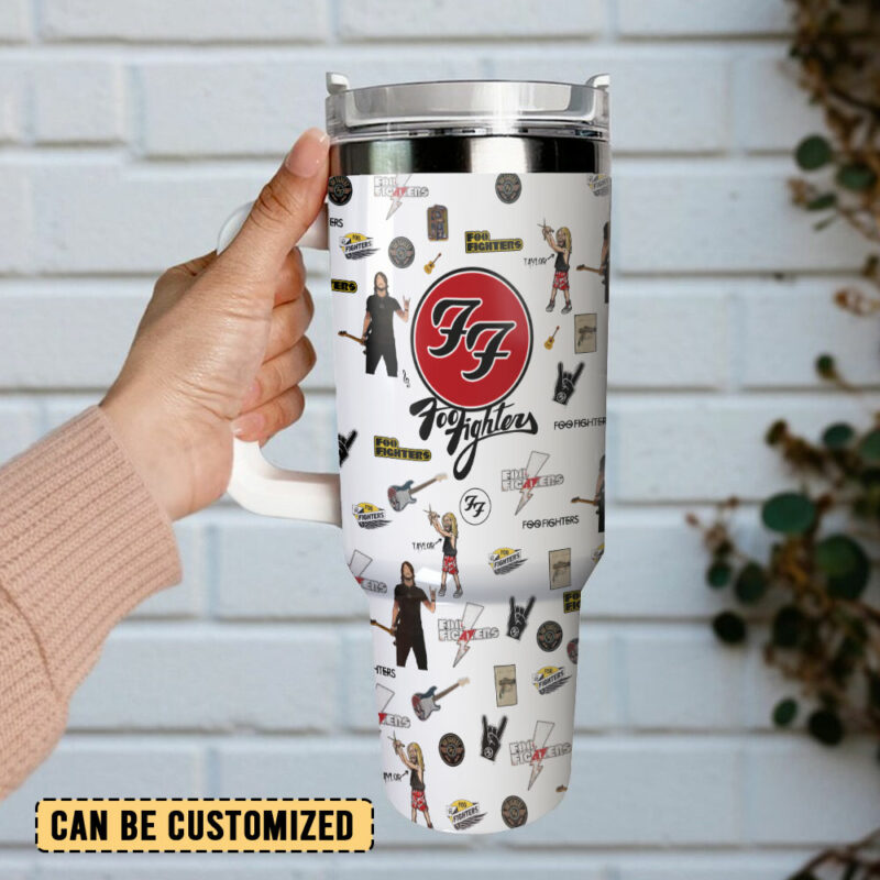 Foo Fighters Music Custom Stanley Quencher 40oz Stainless Steel Tumbler With Handle - Threewoofs - Image 3