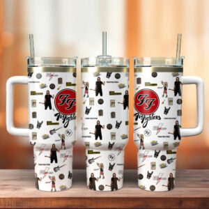 Foo Fighters Music Custom Stanley Quencher 40oz Stainless Steel Tumbler With Handle - Threewoofs