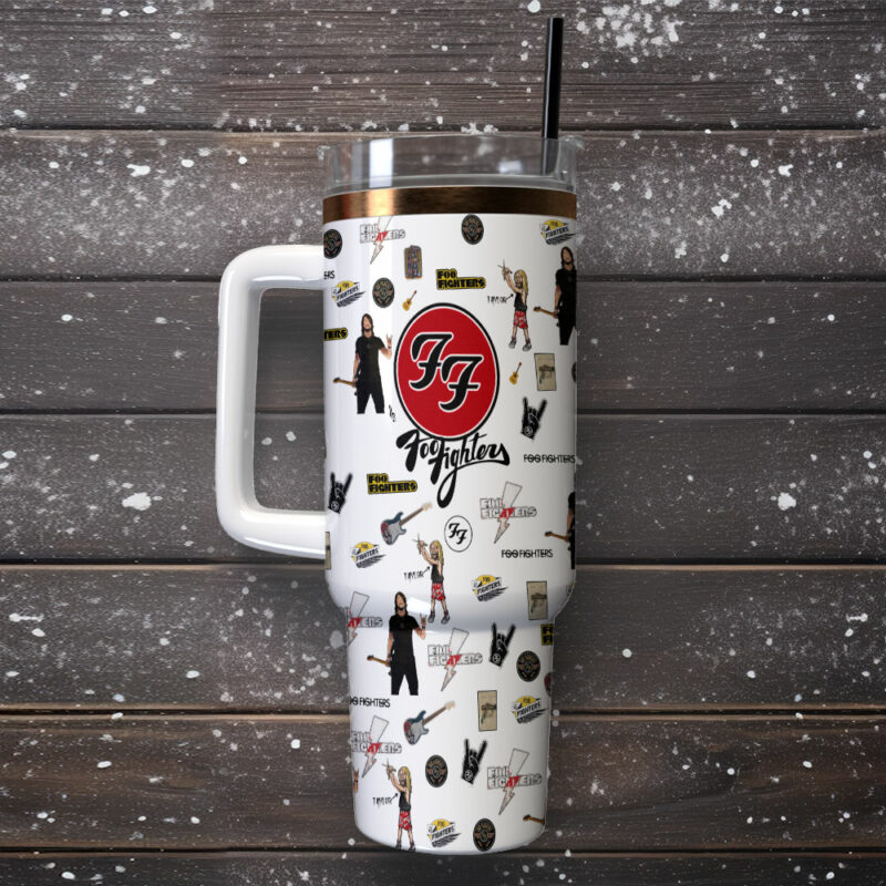 Foo Fighters Music Custom Stanley Quencher 40oz Stainless Steel Tumbler With Handle - Threewoofs - Image 2