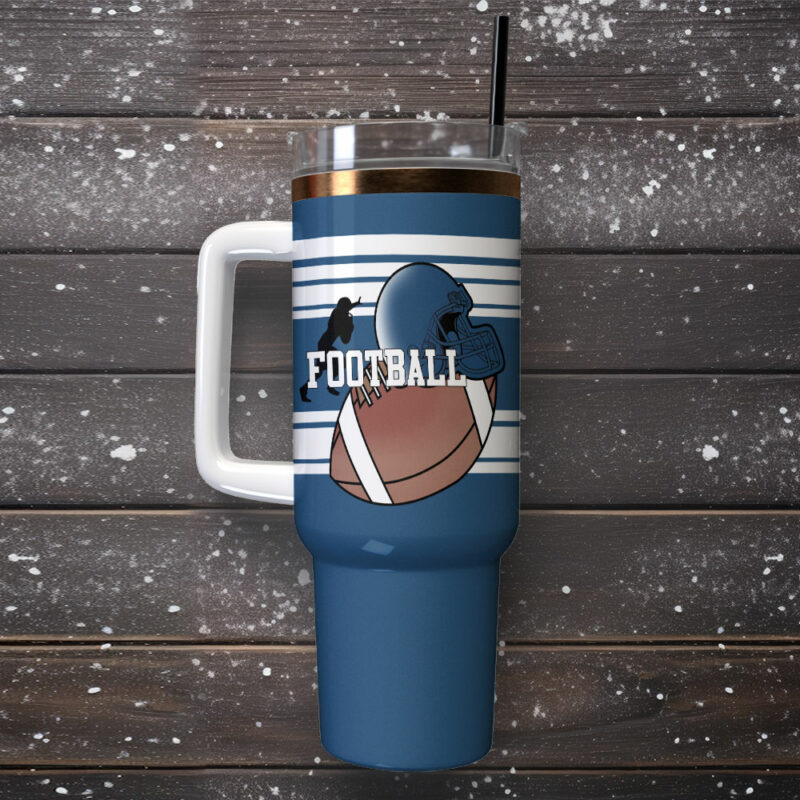 Football Coach Sports Custom Stanley Quencher 40oz Stainless Steel Tumbler With Handle - Threewoofs - Image 2