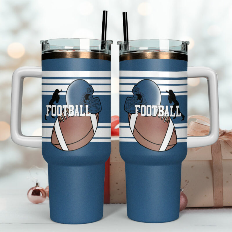 Football Coach Sports Custom Stanley Quencher 40oz Stainless Steel Tumbler With Handle - Threewoofs - Image 4