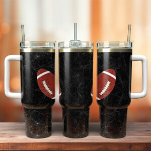 Football Sports Custom Stanley Quencher 40oz Stainless Steel Tumbler With Handle - Threewoofs