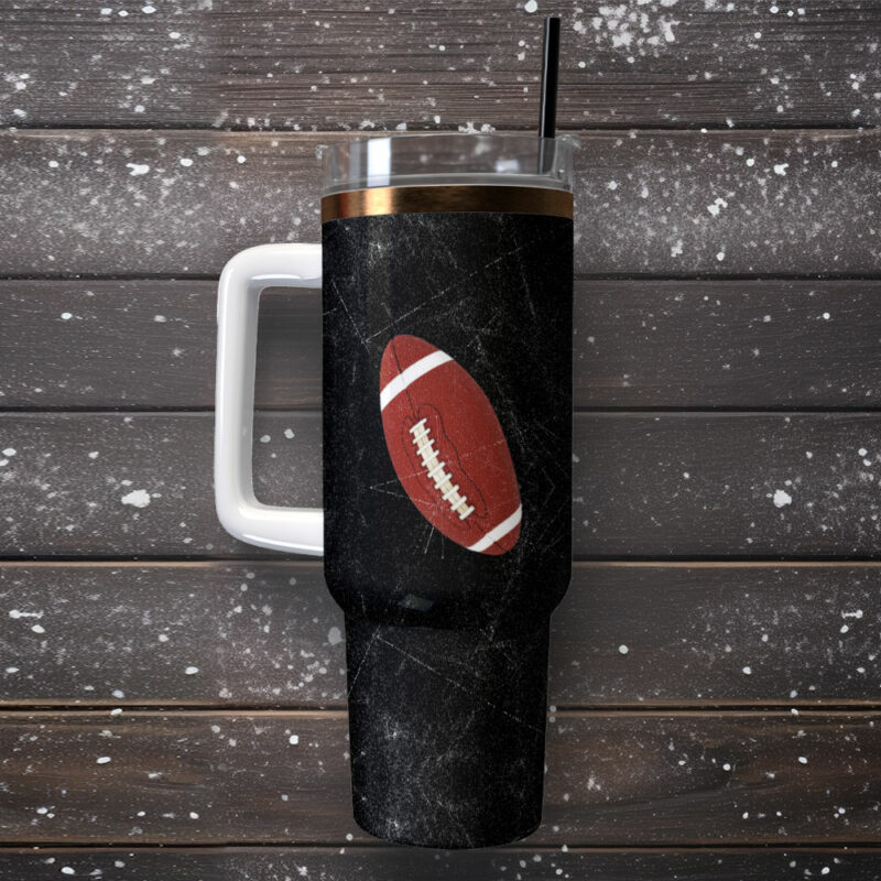 Football Sports Custom Stanley Quencher 40oz Stainless Steel Tumbler With Handle - Threewoofs - Image 2