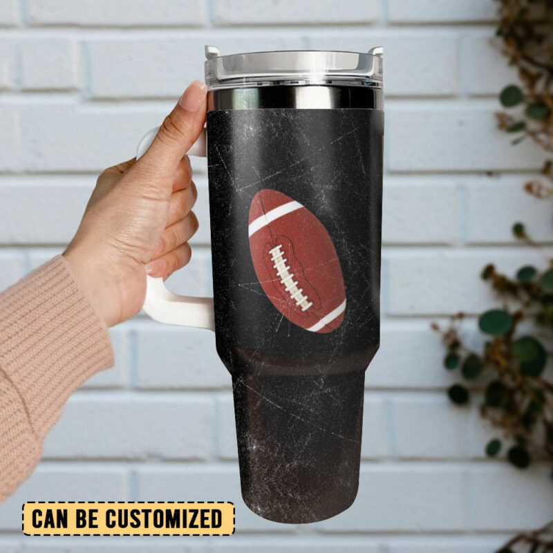 Football Sports Custom Stanley Quencher 40oz Stainless Steel Tumbler With Handle - Threewoofs - Image 3